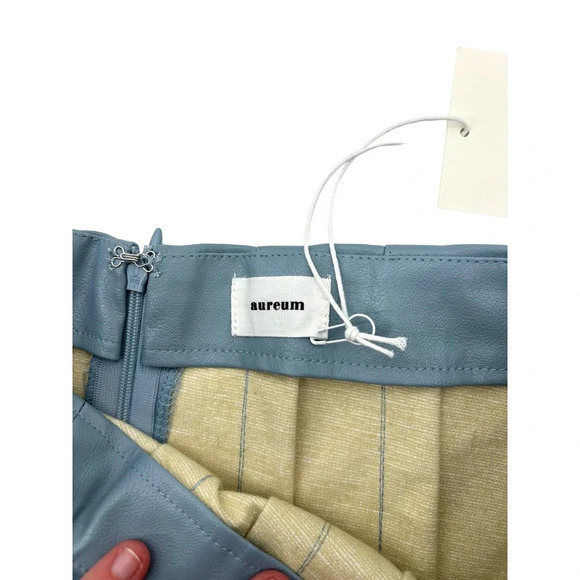 Aureum Sky Blue Vegan Leather Pleated Skirt‎ Size Small - Picture 6 of 11